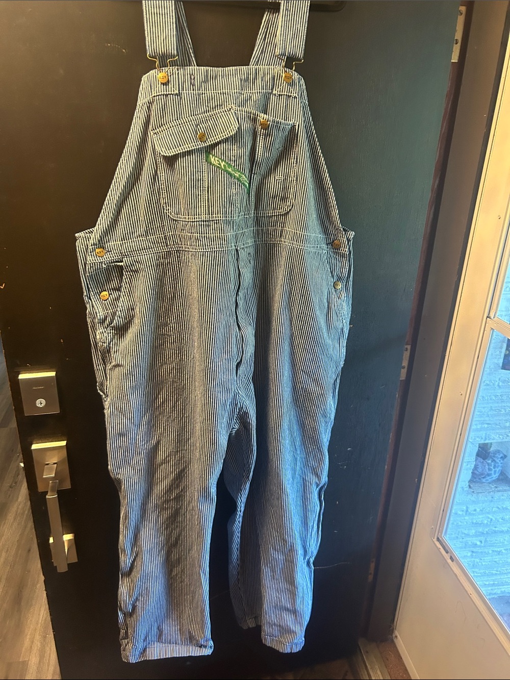 Men's Blue Stripe Work Overalls with Tool Pockets